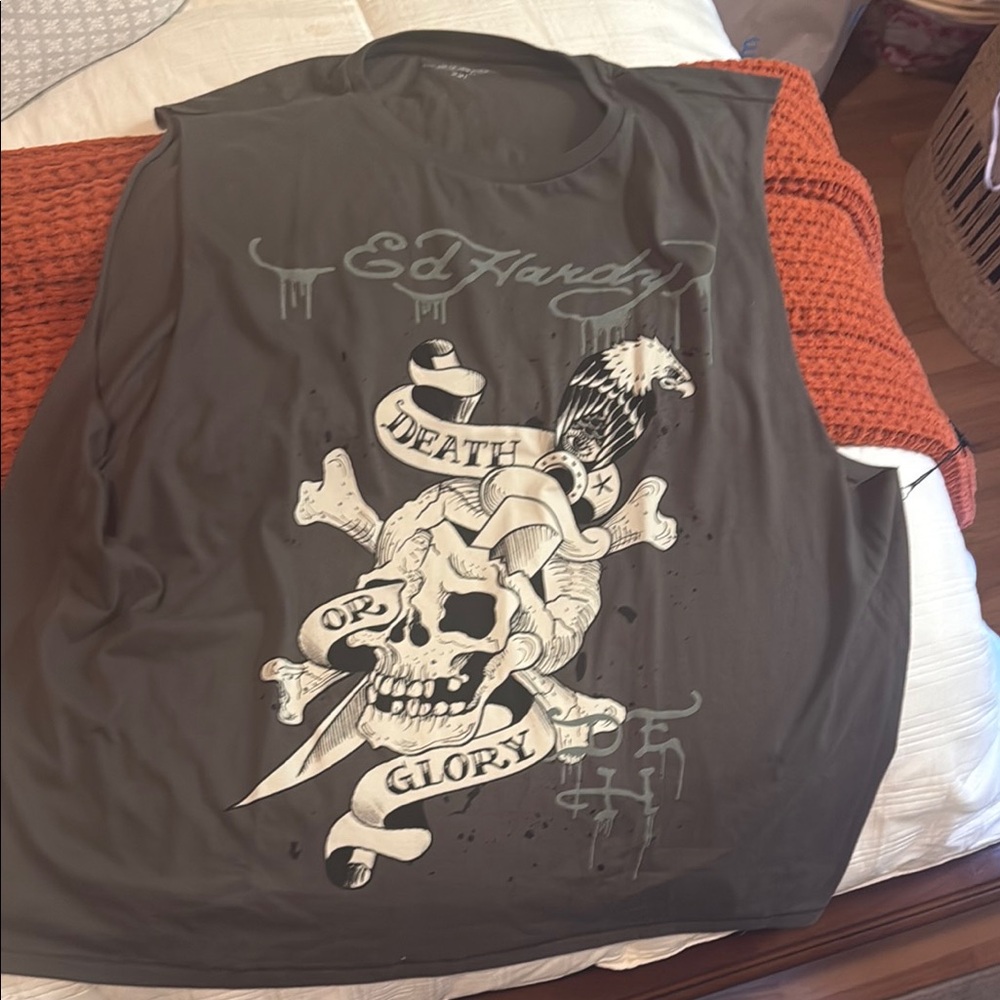 Ed Hardy Black Graphic Tank Top